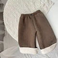 Kids Warm Pants Boy Girls Autumn Winter Corduroy Thick Outer Wear Sports Trousers 1-9Y Children Clothes Casual High Waist Pants