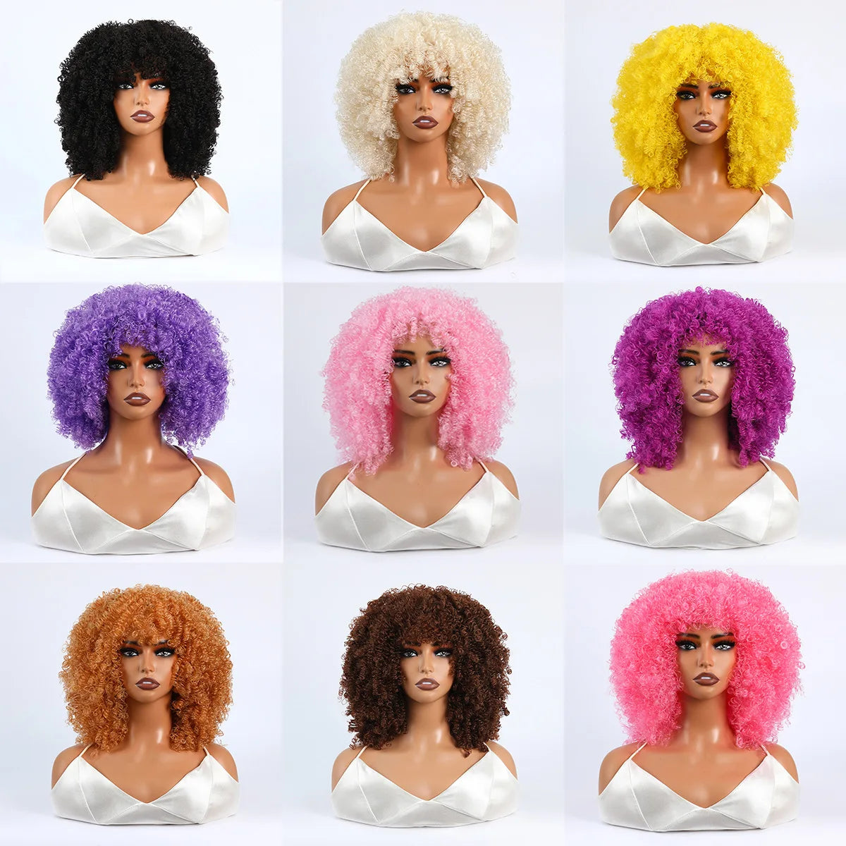 Women's Wigs African Fashion Bold Curls Synthetic Fiber Wigs