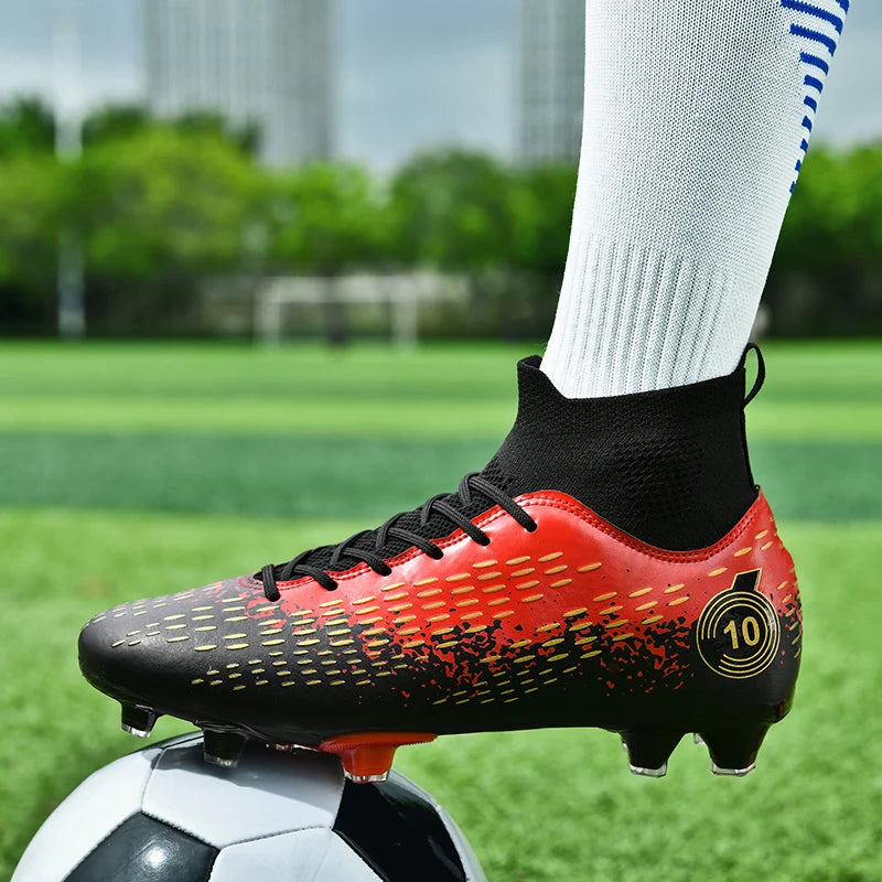 2024 Men's Soccer Shoes  Non-Slip AG/TF Soccer Cleats Ankle Boots Unisex Large Size Ultralight Football Boots Boys Sneakers