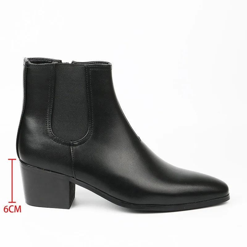 Men's Shoes Fashion High Heels Short Boots Chelsea Boots for Men High Top Platform Boots Height Increase Shoes Botas Para Hombre