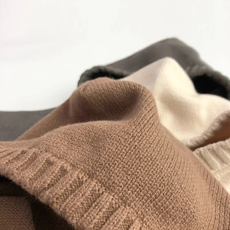 Spring Kids Hooded Knitted Sweater 1-6Y Girls Boys Cotton Solid Color Vintage Tops 2026 Children Pocket Pullover Outside Wear