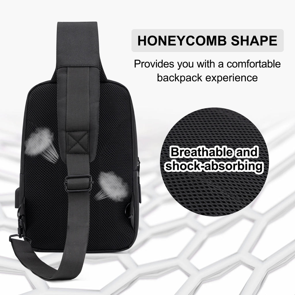 Men Bag Fashion New Solid Color Men Chest Bag Outdoor Casual Fashion One Shoulder Crossbody Bag Nylon USB Charging Shoulder Bags