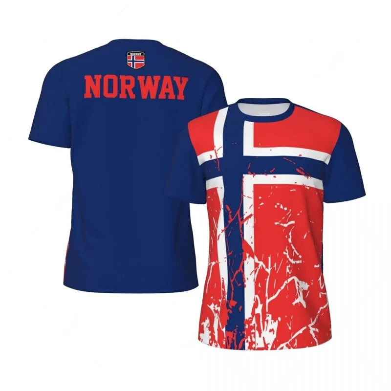 Norway Graphic Kid's T-shirt Fashion Sports Loose Short Sleeve Summer New Design 3D Printed Fitness Tees Football T Shirts