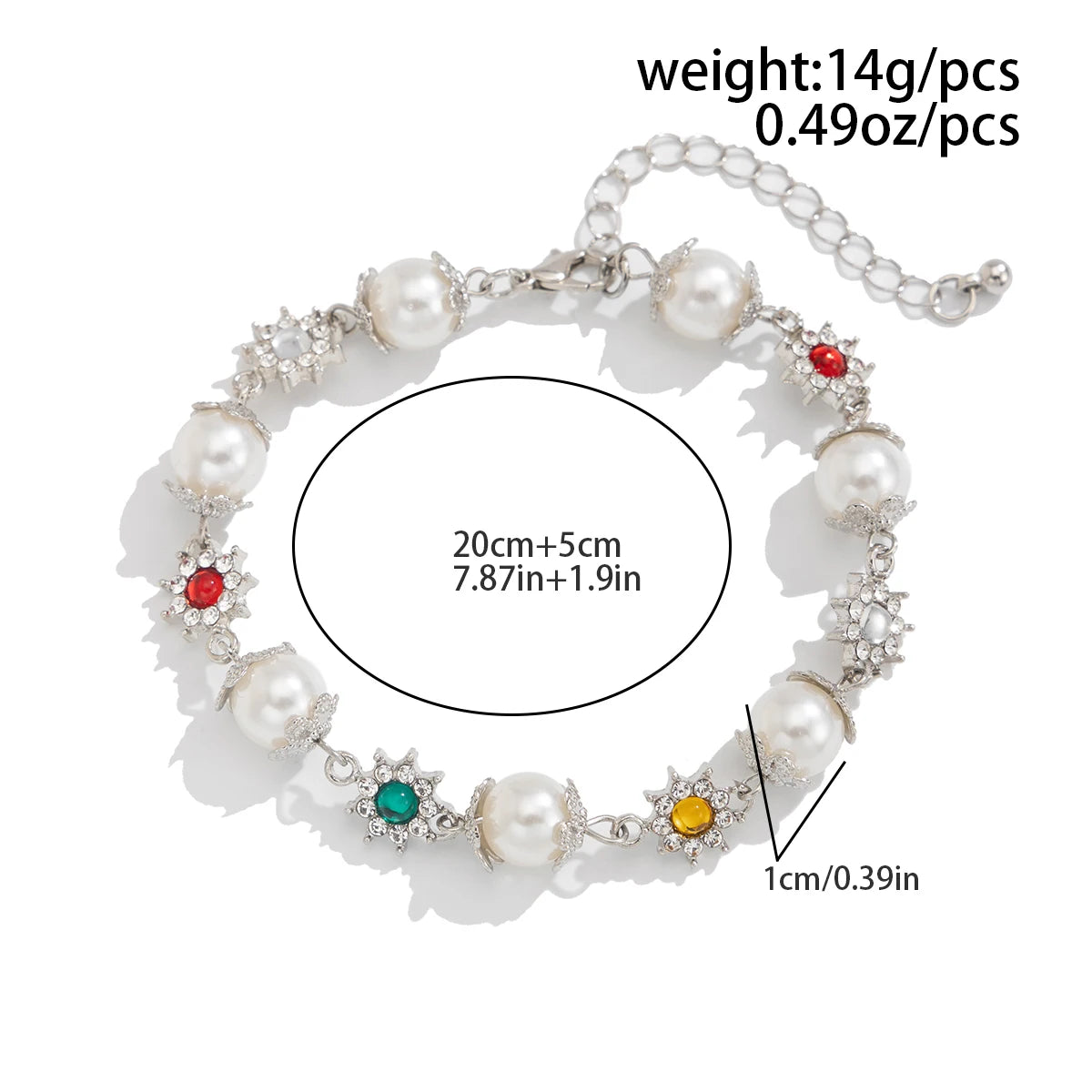 KunJoe Creative Shining Inlaid Rhinestones Imitation Pearl Bracelet for Men Fashion Statement Hand Bracelet Male Street Jewelry