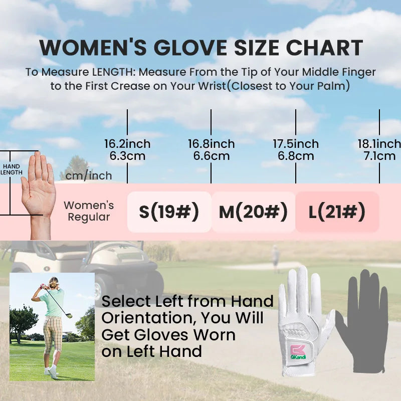 Golf Gloves Womens Ladies Left Hand for Right Handed Golfer 1 Pack, Microfiber Flexible Wet Hot Cool Rain Grip Weathersof