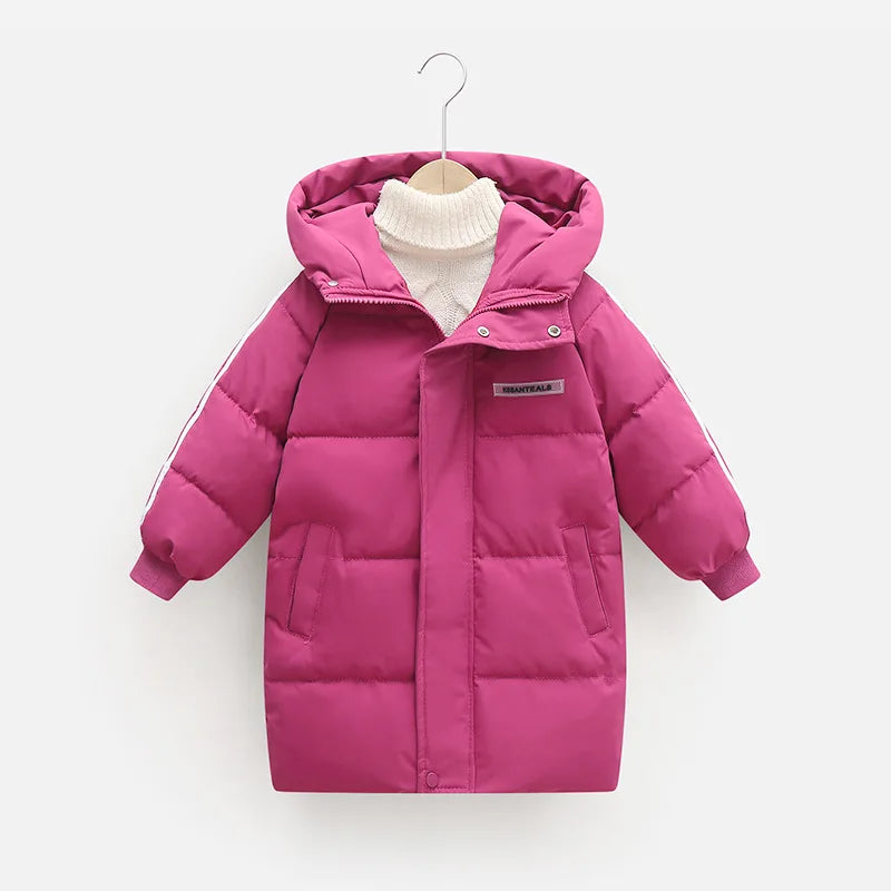 3-10 Years Winter Keep Warm Boys Jacket Thick Solid Color Detachable Hat Hooded Coat For Kids Children Outerwear