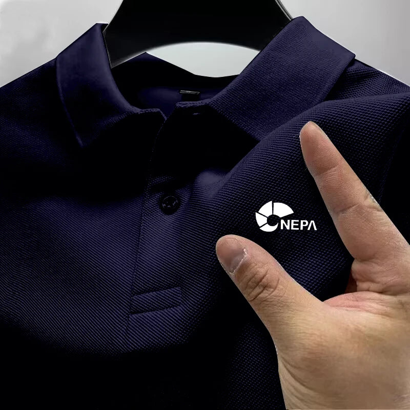 2026 Men's Reflective Polo Shirt, Color Button, Breathable, Casual, Fashionable, Business, Comfort, Summer, Shoes