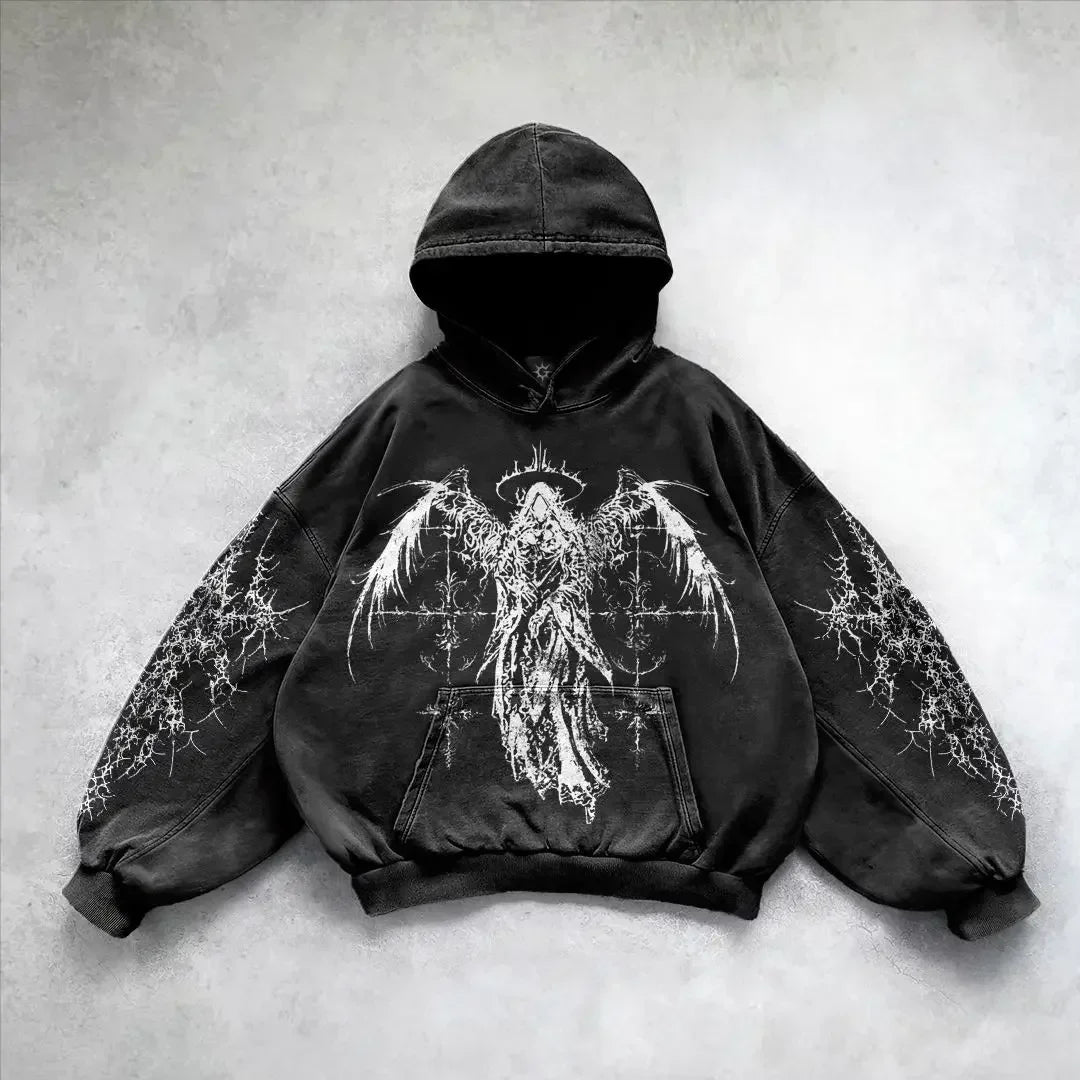 Red inferno dragon punk hoodies women oversized new tops vintage goth sweatshirt goth streetwear women gothic y2k clothes