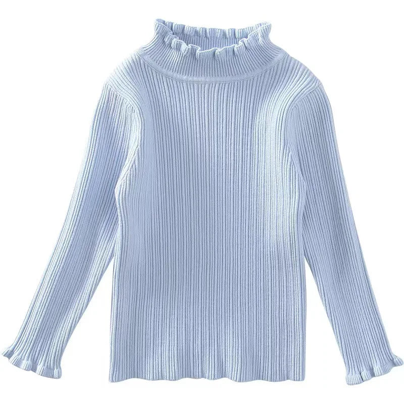 Kids Winter Clothes Baby Girls Knitted Sweater Cute Knitted Bottoms High Neck Inside Sweaters Turtleneck Top Pullovers Cotton