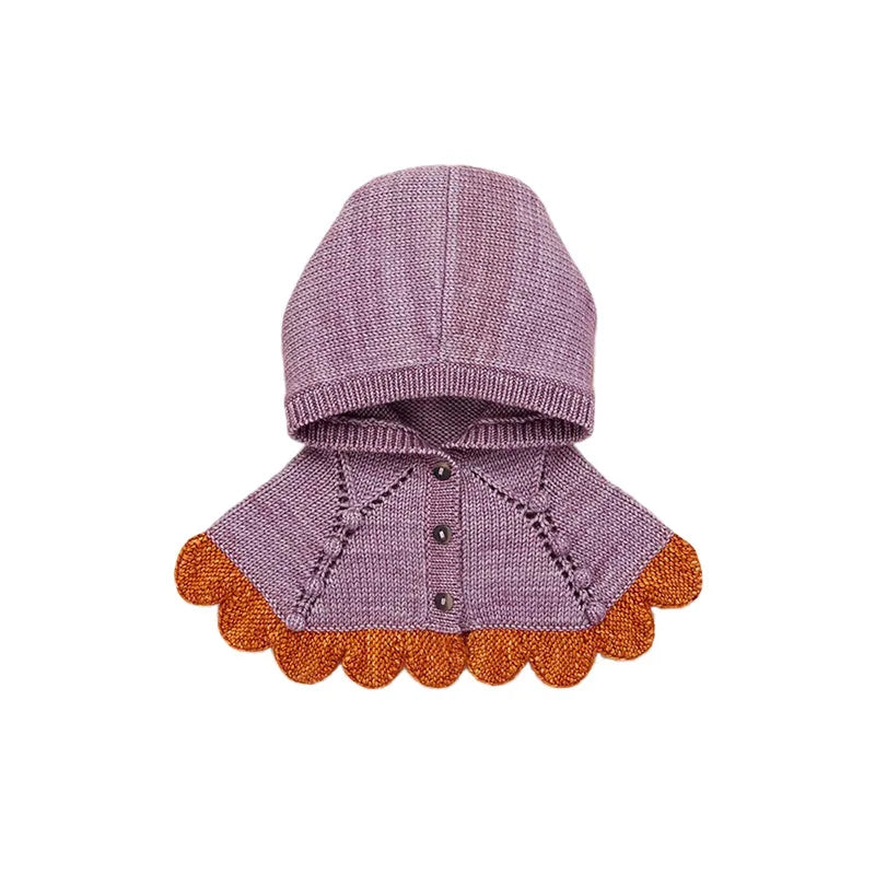 Kids' Sweater Set for Autumn & Winter 2025 MP Series - Girls' Tie-Front Shirt, Popcorn Knit Top, Skirt and Shawl Set