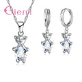 Brand Shiny Jewelry Sets for Women 925 Sterling Silver Lovely Bear Pendant Best Wedding Necklace Earrings Accessories Hot