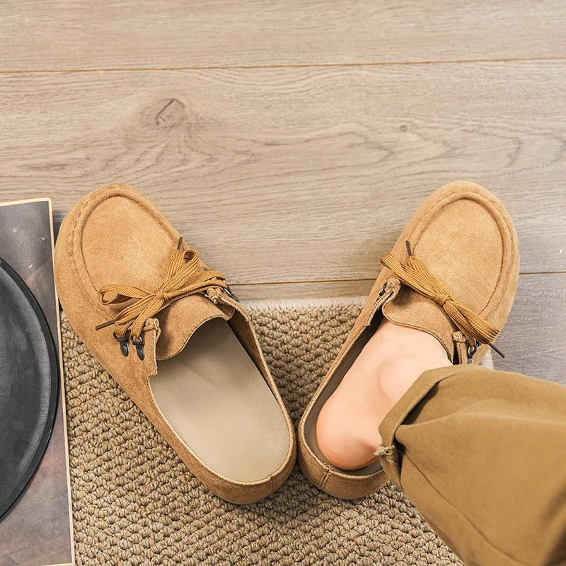 2026 Men Exclusive Loafers British Retro Mule Shoes Flat Sole Comfortable Non Slip Vulcanized Shoes Street Casual Walking Shoes