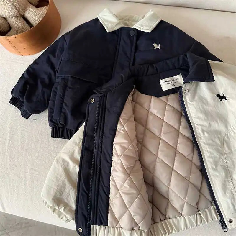 Children's Thin Jacket Winter Warm Coat Boys Cartoon Cotton Clothes Autumn New Girls' Baseball Jacket Kids Outwears