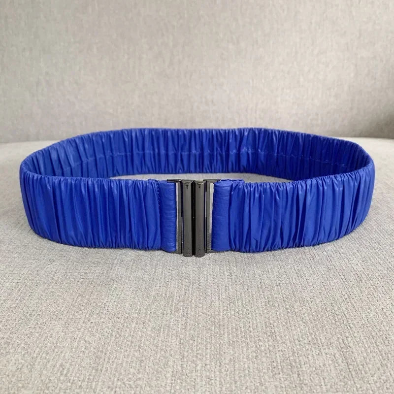 Colorful Women Elastic Band Wide Belts Simple Down Coat Waist Belt Female Buckle Black Strap Dress Decoration Accessories