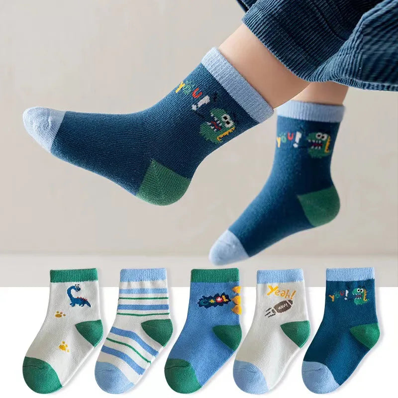 5 Pairs Baby Children's Socks Cartoon Spring Autumn Animal Kids Sock Girls Cute Boy Toddler Socks 1-12 Years