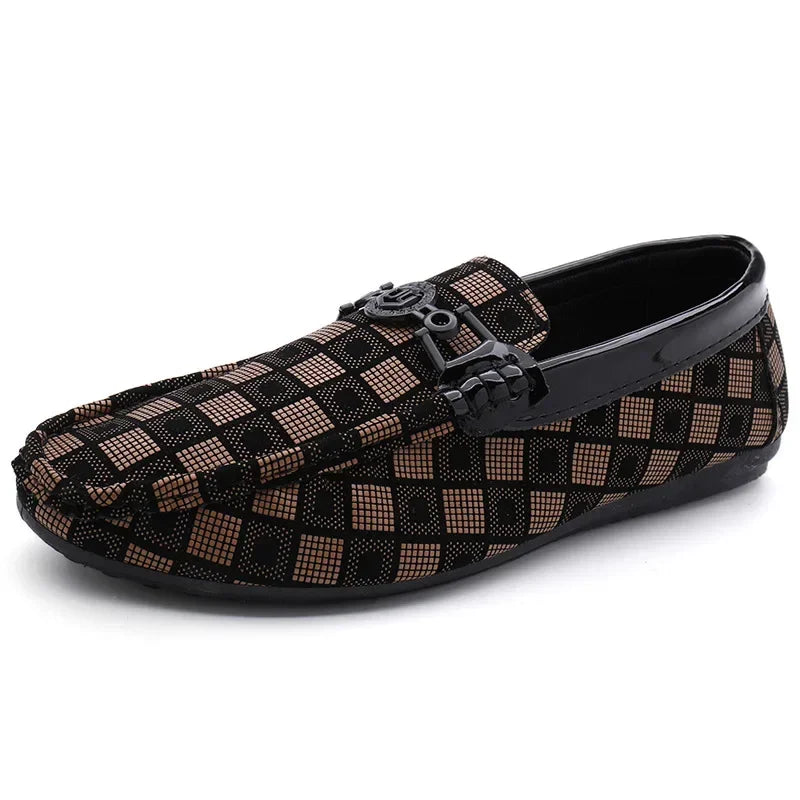 Loafers New Men's Casual Breathable Shoes Comfort Plaid Leather Casual Shoes for Men Slip on Concise Quality Drive Men Sneakers