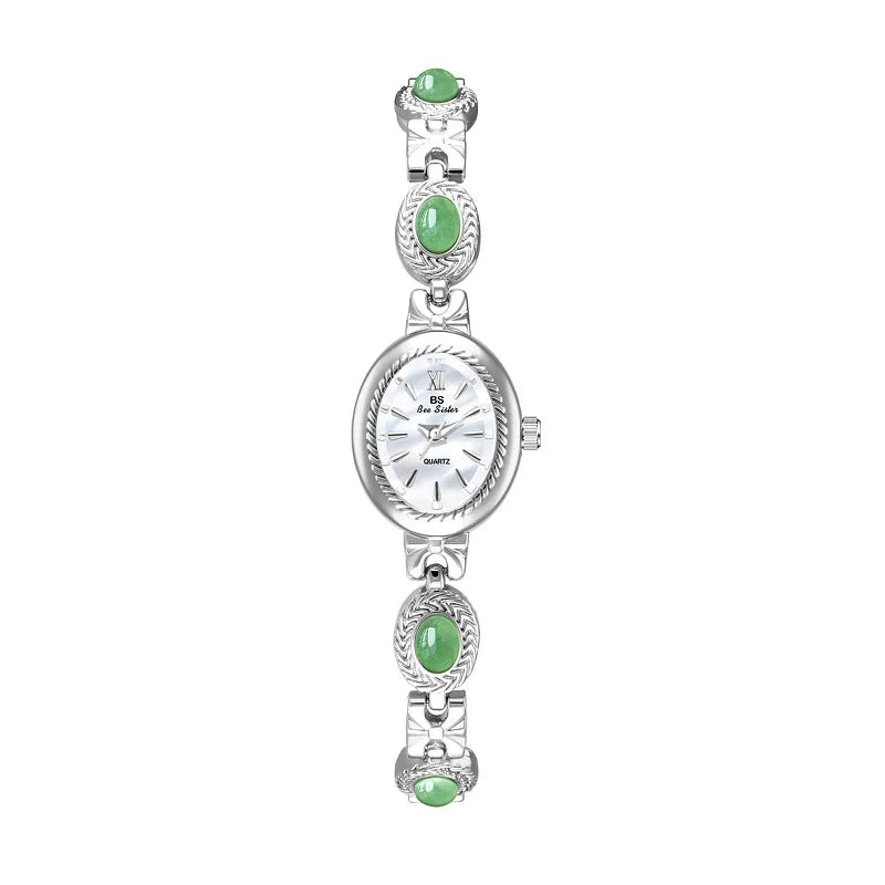Elegant Women's Watch Jade Bracelet Small Clock Original Brand Fashion Quartz Watches Luxury Golden Wristwatch Gifts For Women