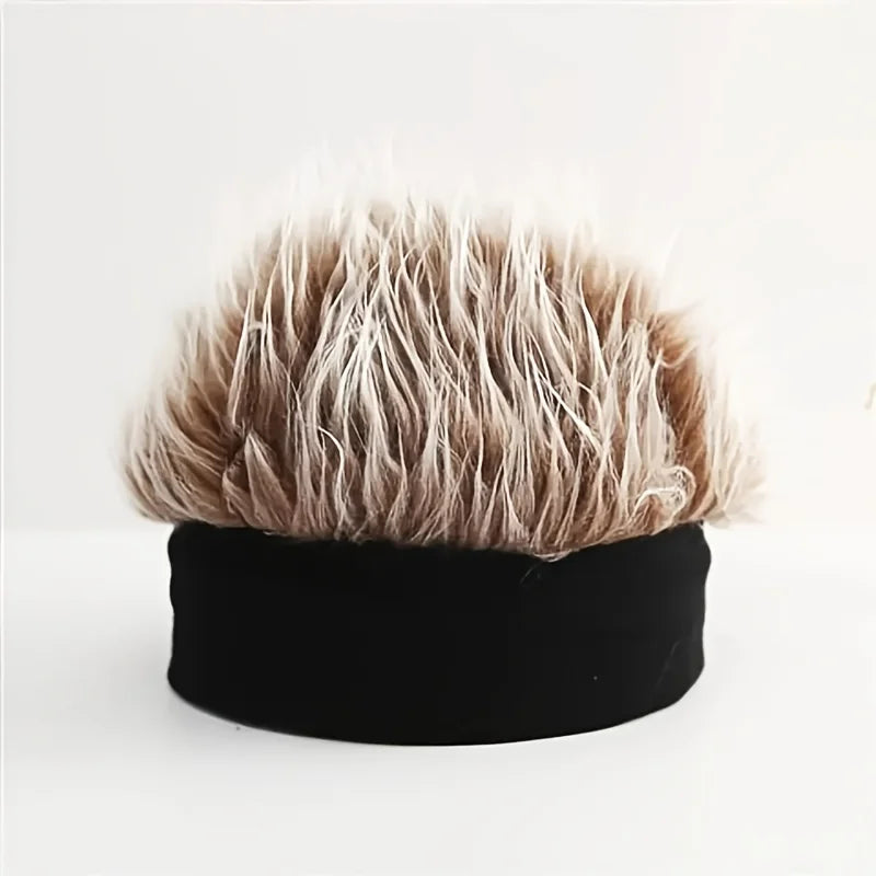Novelty man's hairpiece hat, unique man's hairpiece knitted hat, hip-hop fashion snap-back hat, man's party cosplay accessory