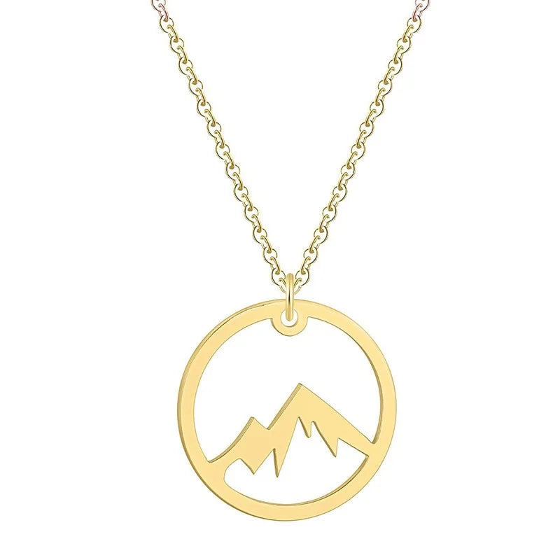 Women's Men's Necklace Mountain Mountain Mountain Gold and Silver Color Pendant Necklace Jewelry