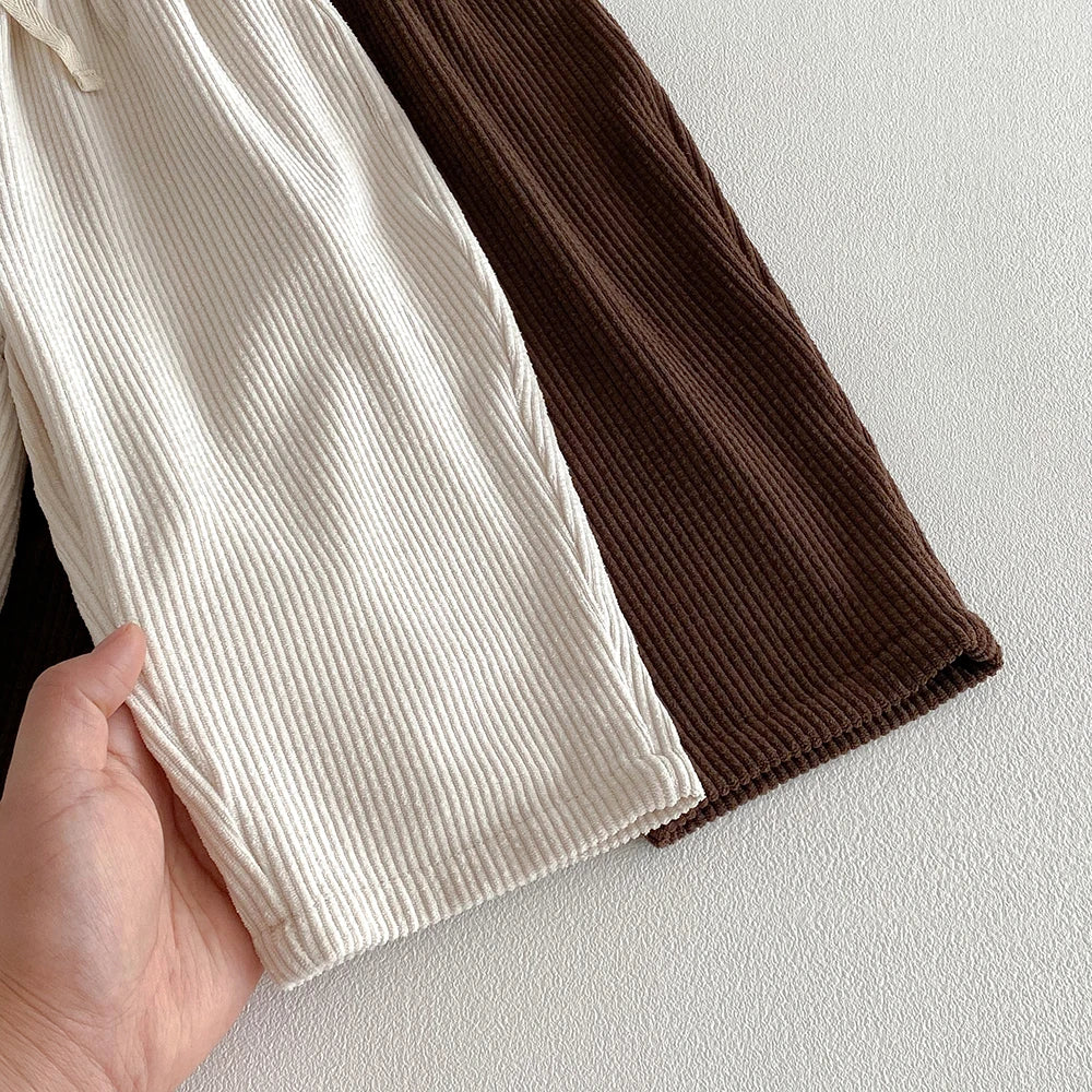 Kids Corduroy Pants for Boys Girls Casual Pocket Elastics Waist Pants Children Winter Casual Trousers Toddler Girl Clothing