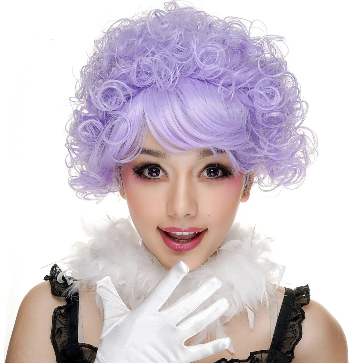Women's Synthetic Curly Wig Short High Top with Bangs for Stage Performance Cosplay Costume Party Halloween Gift