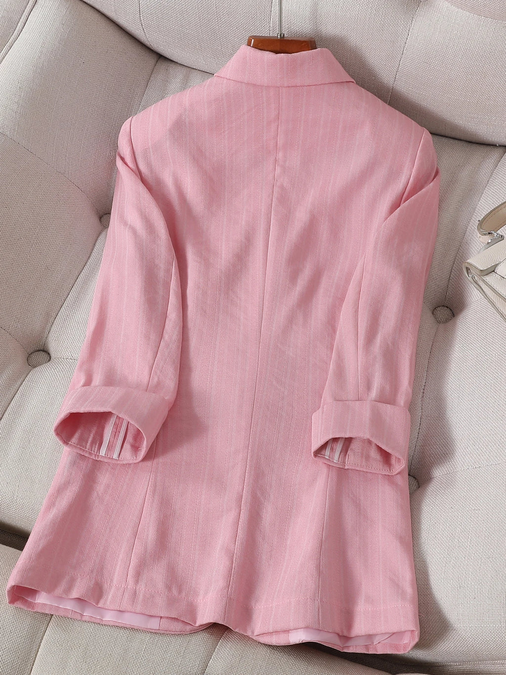 Seven-inch sleeve thin striped women's summer new style suit jacket, perfect for a high-end, fashionable, and casual look