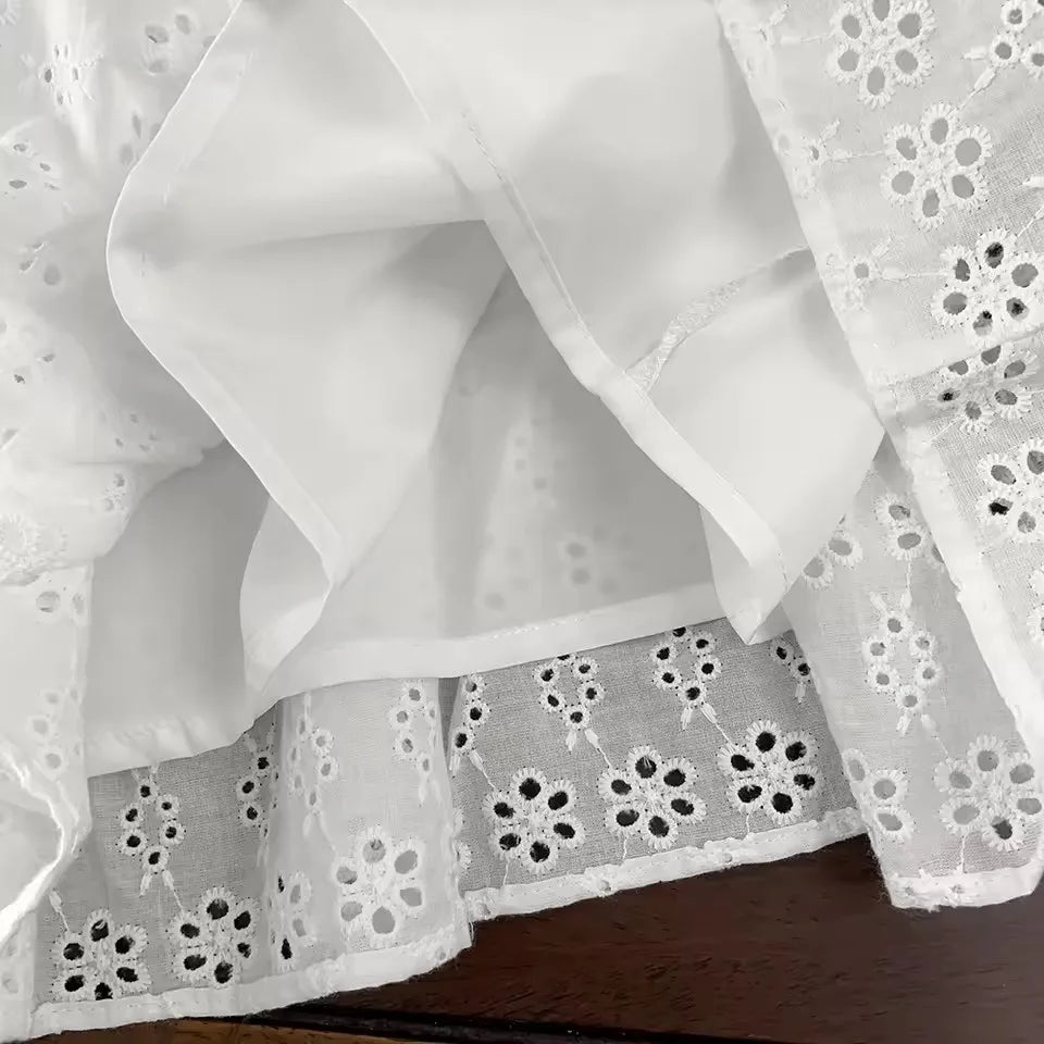Korean Kids Summer Dress 2025 New Lace Flower Embroidery Girls Suspenders Dress 2-7T Children Vacation Style Princess Clothes