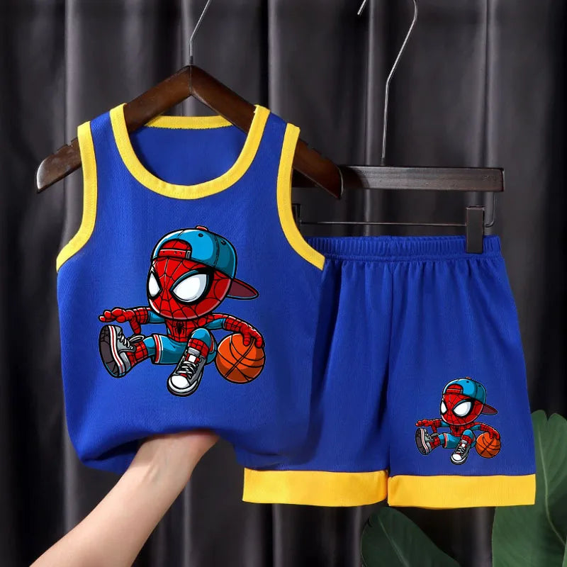 Summer Children's Sport Clothes Sets Breathable Comfortable Mesh Casual Outfits for Boys Basketball Vest and Shorts 2pcs Sets
