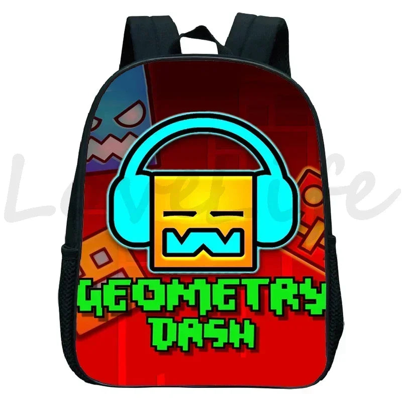 Children Backpack Anime Small Bookbag Kids Cartoon School Bags  Angry Geometry Dash Kindergarten Backpacks Boys Girls Rucksack