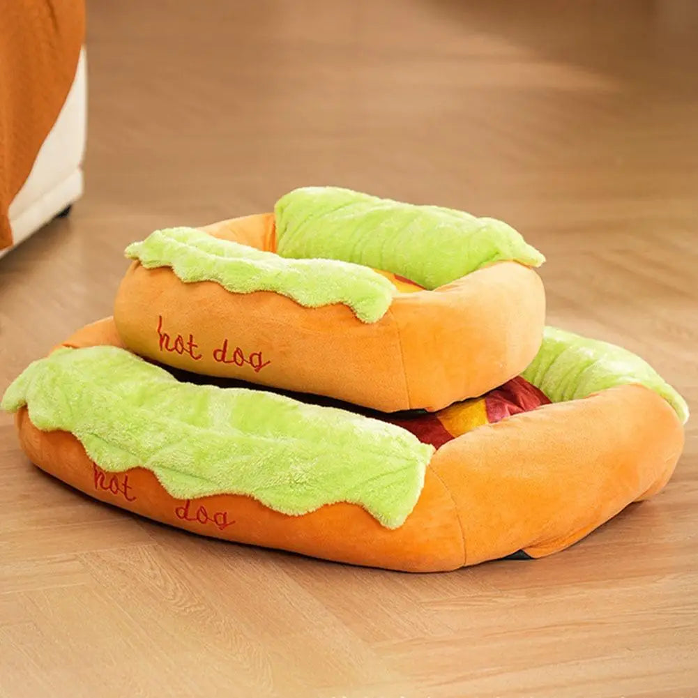 Pet Bed Hot Dog Shaped Dog Lounger Cat Sleeping Cushion Soft Fiber Puppy Warm House Removable Washable Beds for Cats Dogs