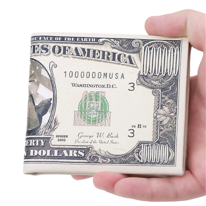 Men's Wallets With US Dollar Pattern Male PU Leather Wallet With Card Holder Coin Pocket Purse Fashion Large Capacity Purse Bag