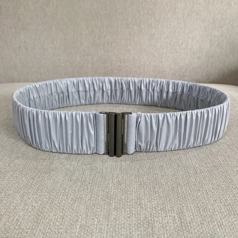 Colorful Women Elastic Band Wide Belts Simple Down Coat Waist Belt Female Buckle Black Strap Dress Decoration Accessories