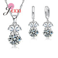 Elegant Women Jewelry Set For Wedding Accessory Pendant Necklaces Earring 925 Sterling Silver Jewellery Sets For Women