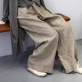 New Season Cotton Linen Dyed Pants Women's Artistic Casual Loose Yoga Wide Leg Pants High Waist Straight Cut Commute Sle