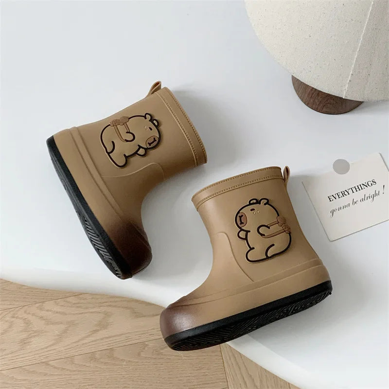 Kids Rain Boots Cartoon Waterproof Rubber Shoes Anti-slip Outdoor Rain Footwear for Boys Girls Ages 3-12