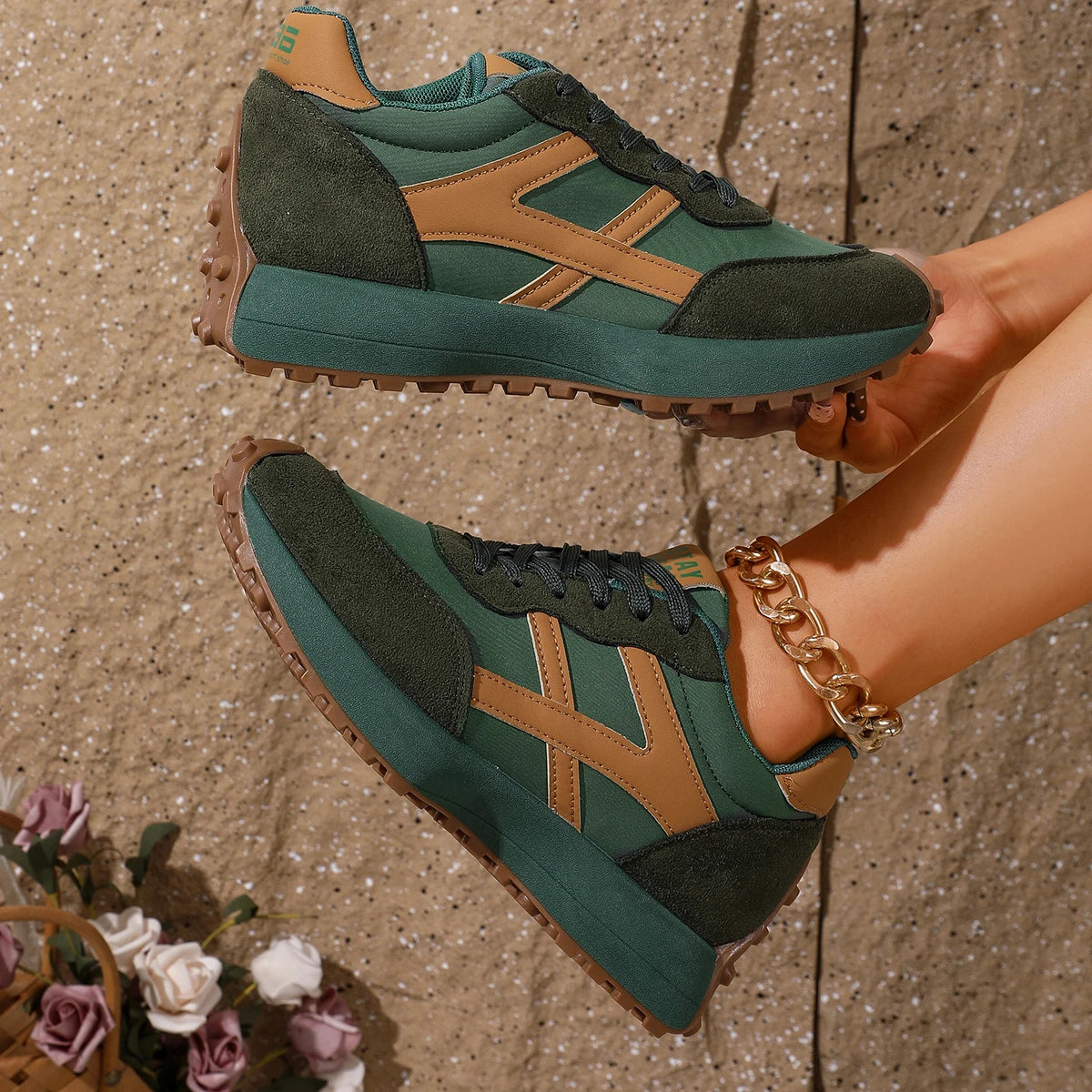 Women Sneakers  Casual Woman Lace Up Sport Shoes Luxury Platform Shoes Womens Leisure Light Anti-slip Running Shoes