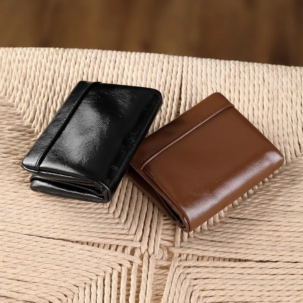 Men Wallet Short PU Leather Trifold Card Holder Vintage Male Purse with ID Window Cash Pocket Slim Casual Money Clip Billfold
