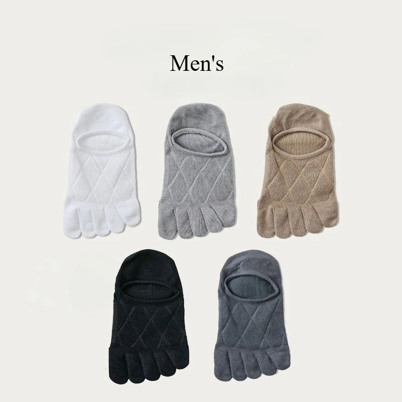 Women's 5 Pair Cotton 5-toe Socks Summer Breathable Mesh Sock for Women Mens Five Finger Ankle Toe Socks Low Cut Sock for Ladies