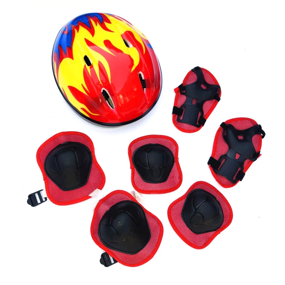 Children's Cycling Helmet and Protective Gear Set Helmet, Knee Pads, and Protective Equipment Side-Buckle Soft Foam Padding