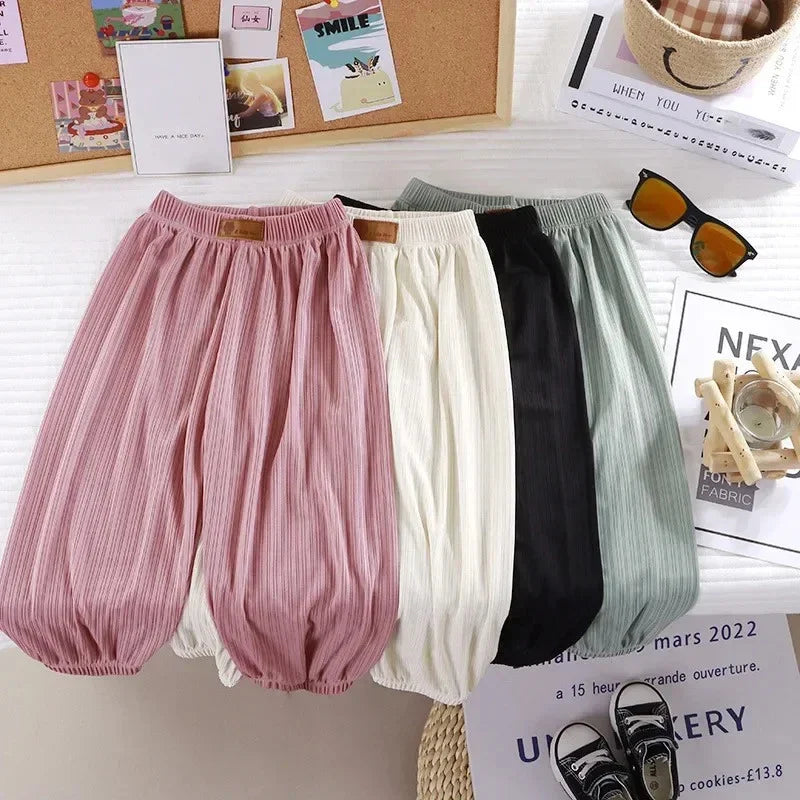 Summer Boys Girls Pants Casual Baby Kids Loose Pants Girl Breathable Pant Children Clothing