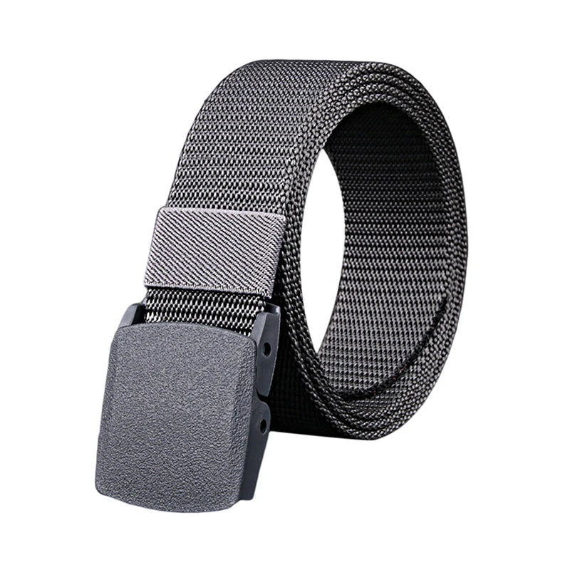 Men Belt Jeans Belts Adjustable Belt Men Outdoor Travel Waist Belt with Plastic Buckle for Pants Soft Nylon Sports Accessories