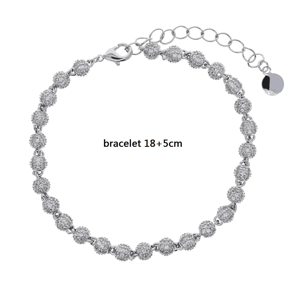Wholesale Iced Out Bling Hip Hop Rock Men Jewelry Micro Pave CZ Ball Linked Beaded Bracelet 2026