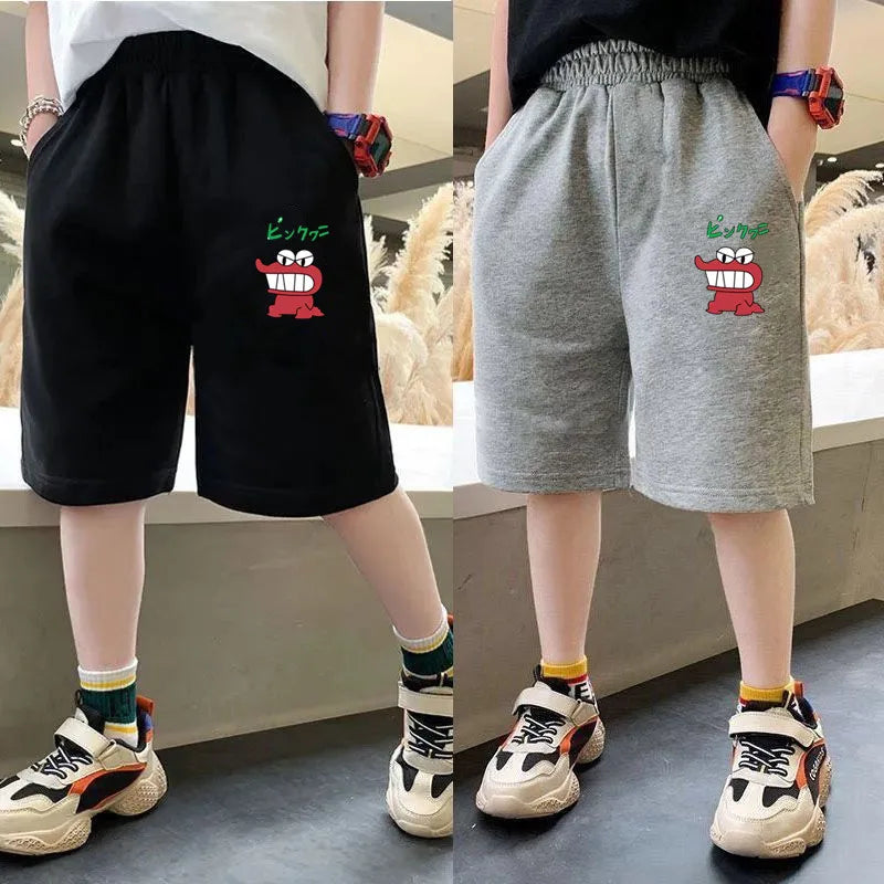 Summer Boys Sport Shorts 2024 Cartoon Dinosaur Printed Kids Pants Teens Running Sweatpant with Pocket