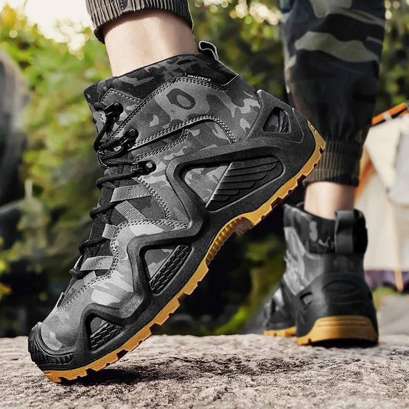 Men's High Top Training Boots Outdoor Non-slip Casual Platform Sneakers Men's Designer Desert Camouflage Tactical Boots 2026 New