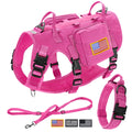 Military Tactical Dog Harness Collar Leash Set with Pouches Flags Durable Pet Harnesses Vest Collars Leashes for Dogs Training