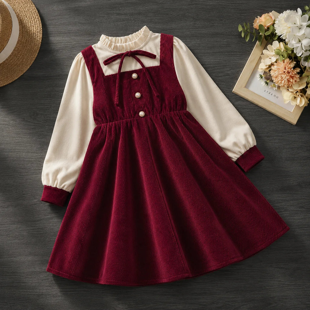 Kids Corduroy Long Dresses for Girls Clothes Teenagers Children Outfits Party Dress Autumn Warm Baby Costumes 6 8 10 12 13 Years