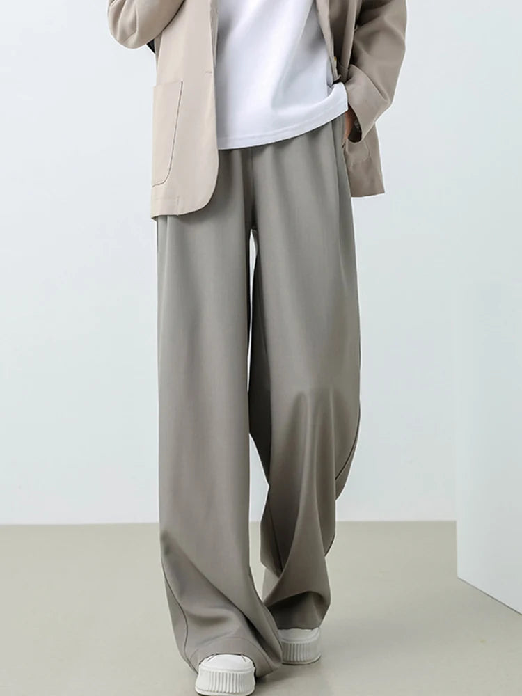 Women Wide Leg Pants Formal Gray Long Office Wear Pants Ladies Spring Straight Leg Black Work Trousers For Women Office Summer