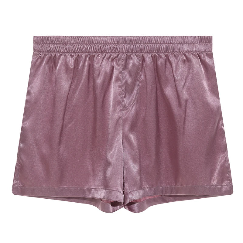 Men's Pajamas Shorts Soft Silky Underwear Men Boxers Shorts Sleep Bottoms Homewear Sleepwear Loose Lounge Shorts