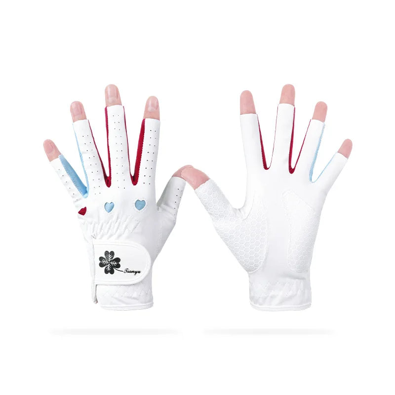 Golf Women's Gloves Contrast Color Sports Gloves Breathable Wearable Anti Slip MIttens Soft Right Left Hand Golf Handcover
