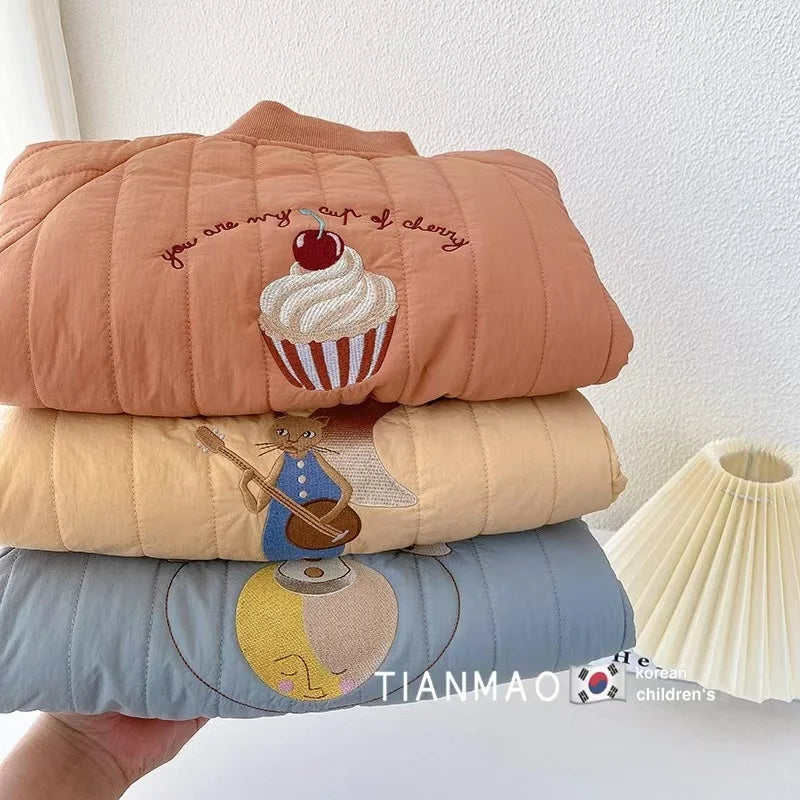 Fashion Children Baby Jackets Winter Autumn Thicken Cute Embroidery Coats Kids Boys Girls Outerwear 1-6Y